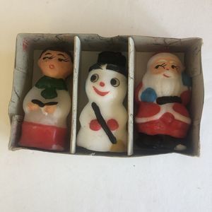 Vintage Wax Christmas Candle Set Of 3 Snowman Santa Choir Boy 3” Original Box